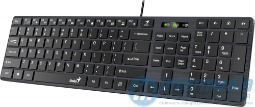 Клавиатура Genius SlimStar 126, мембранная, 109btns, USB, Анг/Рус, 1.4m, Черная