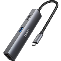 USB-хаб Anker PowerExpand+ 5-in-1 USB-C Hub A83380A3 3xUSB 3.0 (5 Gbps), 4K HDMI (30Hz), Ethernet port (10/100/1000 Mbps), Gray+Case - Интернет-магазин Intermedia.kg
