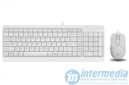 Клавиатура + Мышь A4tech Fstyler F1512S White оптическая мышь, 1200dpi, 3btn, клавиатура проводная, 1.5м, USB