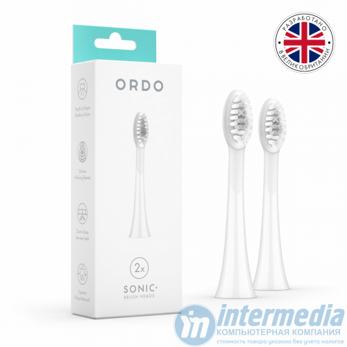 Сменные насадки для электрической зубной щетки ORDO Sonic+  SPH2000-WS (2шт) ,белый