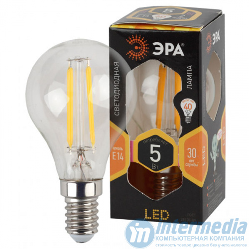 Лампа ЭРА F-LED P45-5w-827-E14 (5Вт.420лм.2700К) 1 год гарантии