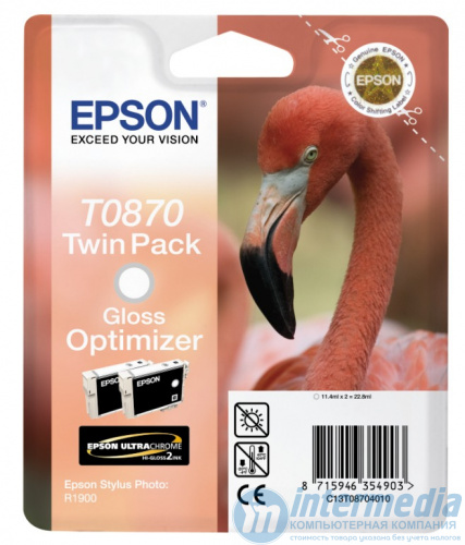 Картридж струйный Epson C13T08704010 R1900 Gloss Optimizer ink (Twin Pack)
