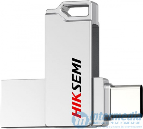 Флеш карта HIKVISION HIKSEMI 64GB E327C U3 Silver USB 3.2 TypeA & TypeC, Read up: 150 Mb/s, Write up:45 Mb/s