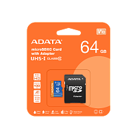 Карта памяти micro Secure Digital Card (Trans Flash) 64GB HC10 A1 Adata AUSDX64GUICL10A1 + SD adapter - Интернет-магазин Intermedia.kg