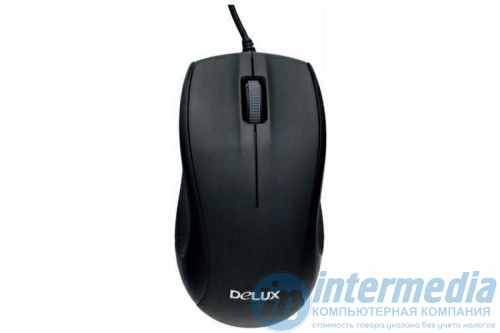 Мышь Delux DLM-375OUB, Оптическая, 800dpi, USB, Длина кабеля 1.6 метра, Размер:109.6*60.5*37.5 мм., Чёрный