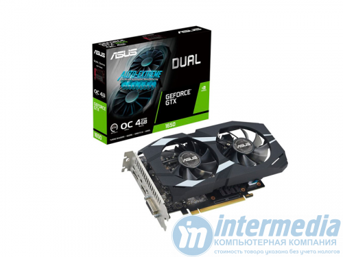 Видеокарта ASUS DUAL-GTX1650-O4GD6-P-EVO PCI-E 3.0. 4GB GDDR6/128 bit.1785Hz/1755MHz .1*DP.1*HDMI.Dual Fan