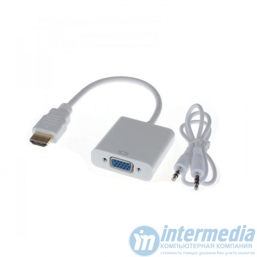 Конвертер-адаптер HDMI Male to VGA Female Converter Adapter Cable(White 1080P PC DVD HDTV)