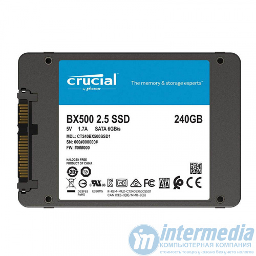 Диск SSD CRUCIAL BX500 240GB 3D NAND 2,5"" SATAIII