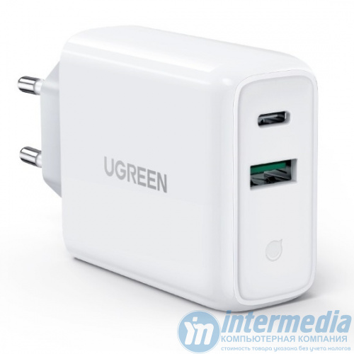 Зарядное устройство UGREEN CD170 (1хType-C, 1xUSB-A, 36W, белый)  60468