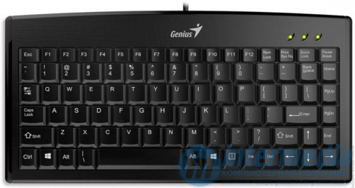 Клавиатура Genius LuxeMate 100, USB, Мембранная, Длина кабеля 1.5 м, Slim, Рус/Англ, 29.5 х 1.5 х 15 см, Пластик, Чёрный