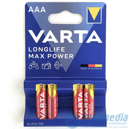 Батарейка Varta AAA Micro Longlife MaxPower LR03 1.5V щелочная (алкалиновая) (2шт блистер)