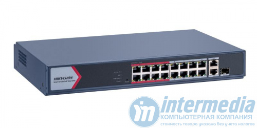 Коммутатор сетевой HIKVISION PoE DS-3E1318P-EI/M (16*PoE/100Mb/s, 7.2Gb/s) 230W