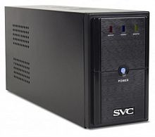 ИБП SVC V-650-L-LCD, Мощность 650ВА/390Вт, Диапазон работы AVR: 165-275В, AVR в режиме Booster: 138-292В, Бат.: 12В/7,5 Ач*1шт., 3 вых.: 2 Shuko CEE7+1 IEC C13 (Bypass), Чёрный - Интернет-магазин Intermedia.kg