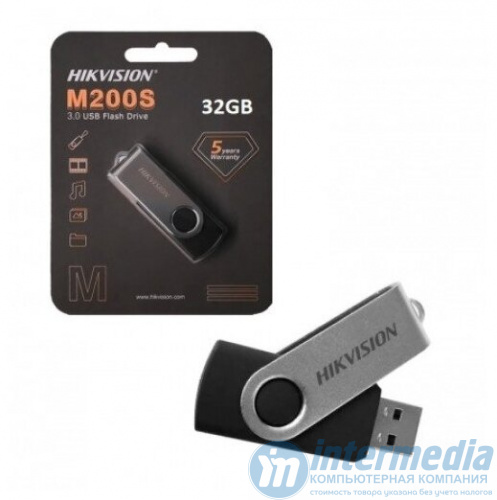 Флеш карта HIKVISION 32GB M200S USB 3.0 Read up: 20 Mb/s, Write up: 10 Mb/s, Metal-Black