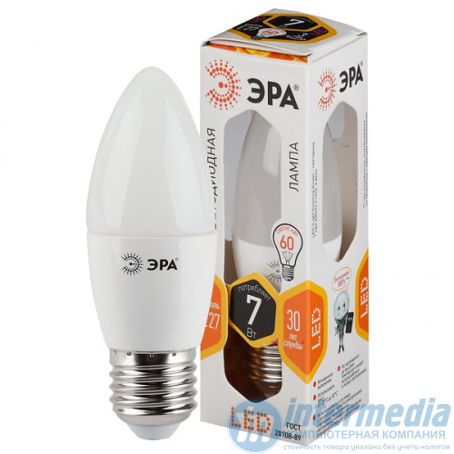 Лампа ЭРА STD LED B35-7W-827-E27