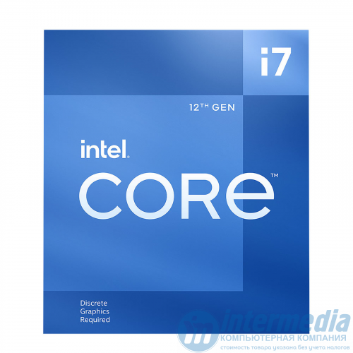 Процессор Intel Core i7-12700F, LGA1700,1.6-4.9GHz,25MB Cache L3,EMT64,12 Cores+20 Threads,Tray,Alder Lake
