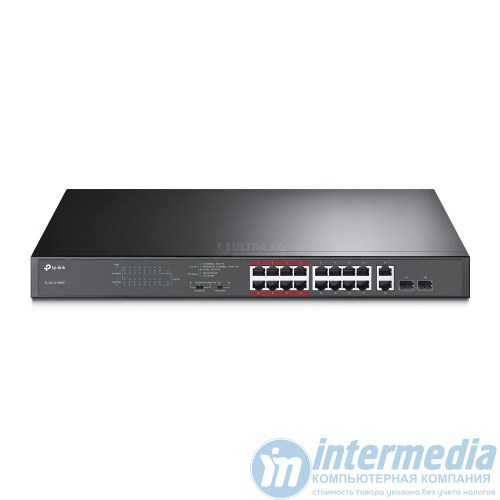 Коммутатор сетевой PoE TP-LINK TL-SL1218MP (16x10/100Mb/s+PoE, 2xGb/s SFP, 7.2Gb/s)  250W