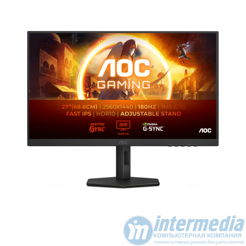 Монитор LCD 27" AOC Q27G4XF, IPS, Black, 2560x1440, 80M:1, 450cd/m2, 178/178, 1ms, 180Hz, Tilt, Pivot, Swivel, HDMI, DP, Headphone out