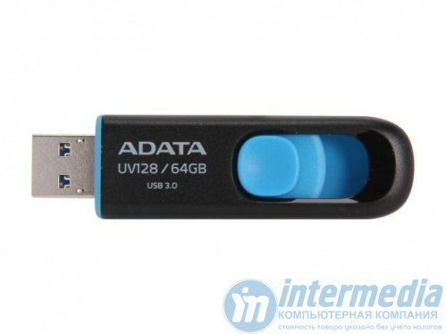 Флеш карта ADATA 64GB UV128 USB 3.2 Read up:140Mb/s/Write up:90Mb/s Black-Blue