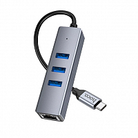 Converter HB34 USB-C/RJ45 1000mbp/USB 3.0/USB 2.0 4 in 1 - Интернет-магазин Intermedia.kg
