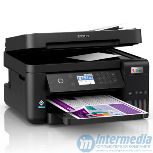 МФУ Epson L6270 (Printer-copier-scaner,A4,СНПЧ 4color,(Black 15.5ppm/Colour 8.5ppm),printer 4800x1200 dpi,scaner 1200x2400 dpi, ADF, Dup USB, Wi-Fi)