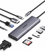 Конвертер UGREEN CM498 (USB Type-C - 3xUSB3.0+HDMI+VGA+RJ45+SD/TF+Type-C with PD 100W) серый 15600 - Интернет-магазин Intermedia.kg
