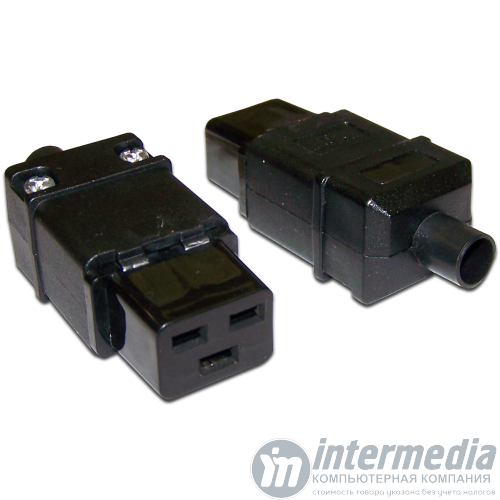 Вилка lanmaster lan-iec-320-c19 iec 60320 c19 16a 250v black шт