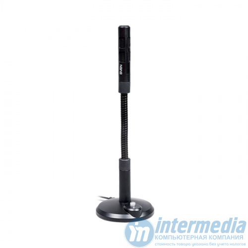 Микрофон SVEN MK-490 настольный проводной AUX 3.5 мм, -58 ± 2 dB, 30-16000 МГц, кабель: 2,4м, черный