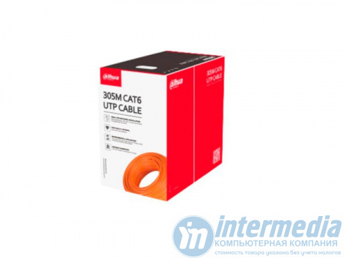 Кабель UTP внутренний CAT6 DAHUA DH-PFM922I-6UN-C (305m, 4х2х0.57 CCA 23AWG, PVC, CE CPR Eca) оранжевый