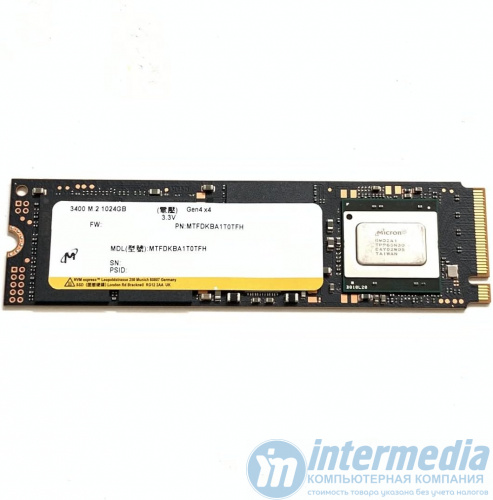 Диск SSD 1TB Micron 3400 MTFDKBA1T0TFH M.2 2280 PCIe 4.0 x4 NVMe 1.4, Read/Write up to 6600/5000MB/s, OEM