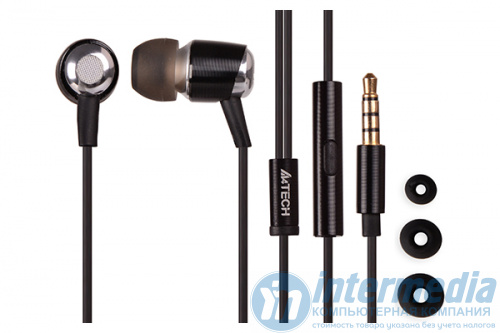 Наушники с микрофоном для смартфона A4Tech MK-750 HD Metallic In-line Microphone and Remote  BLACK