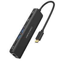 USB-хаб CableCreation 7-in-1 USB-C Hub CD0754 1x100W USB Type-C Charging, 2xUSB 3.0 (5 Gbps), Micro SD Card Reader, SD Card Reader, Ethernet port (10/100/1000 Mbps), 4K HDMI (60Hz), Black+Case - Интернет-магазин Intermedia.kg