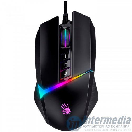 Мышь A4Tech BLOODY W60 MAX GAMING MOUSE 10000CPI STONE BLACK RGB METAL FEET ACTIVE USB BLACK/RED
