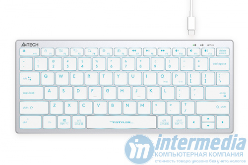 Клавиатура A4Tech Fstyler FX61-Ice Blue LED USB, SLIM, белый корпус, Ice Blue подсветка