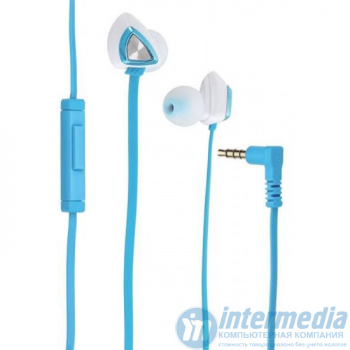 Наушники с микрофоном Genius HS-M250 BLUE mobile headset, in-line controller, mic, 4-pin 3.5mm plug