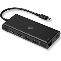 USB-хаб UltraPro Elite USB-C Multiport Hub 1x100W USB Type-C PD-IN, 2xUSB 3.0 (5 Gbps), 2x4K HDMI (30Hz), Ethernet port (10/100/1000 Mbps), 60W PD-Out, Black - Интернет-магазин Intermedia.kg