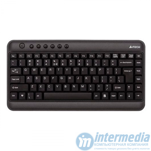 Клавиатура A4Tech KL-5, мембранная, ультратонкая, 86btns, 320x166x23, 1.5м, USB, Анг/Рус/Каз, Чёрный