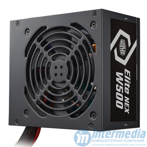 Блок питания 500W CoolerMaster ELITE NEX WHITE W500, Active PFC, 80+White, 20+4 pin, 4+4pin, 5*Sata, 3*Molex, 2x6+2 pin PCI-E, вентилятор 12 см, Черный