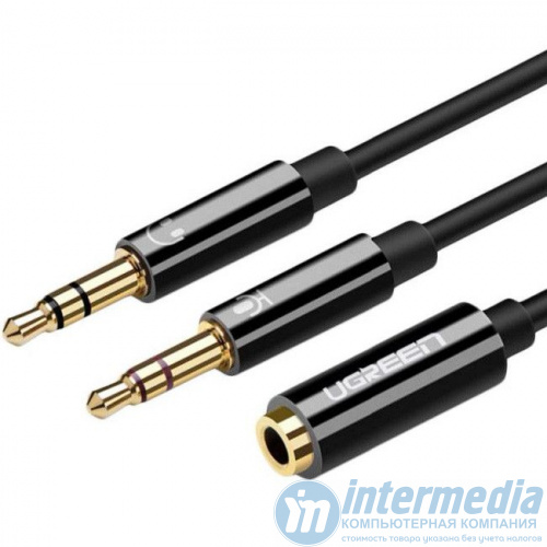 Аудиокабель Ugreen AV140 20898 Dual 3.5mm Female To 2 3.5mm Male Audio Cable Black