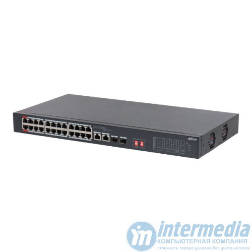 Коммутатор сетевой PoE DAHUA DH-S3226-24ET-240 (2xUplink/SFP 1000 Мбит/с, 24xPoE 100Мбит/с, POE 250m) 240W