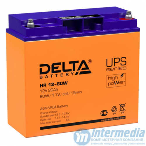 Аккумулятор Delta HR 12-80 W 12V 20Ah (181*76*166mm)