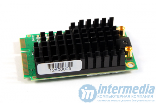 R11e-5HacD MikroTik - радиокарта miniPCIe, дополнительный модуль для RB953, RB912, RB922, RB800, 5 ГГц, 802.11 ac, поддержка MIMO 2x2, 500 mW, QCA9882, формат mini-PCI Express, разъемы 2х MMCX шт