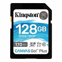 Карта памяти Secure Digital SDXC CL10 128GB KINGSTON  Canvas Go Plus 170R C10 UHS-I U3 V30 - Интернет-магазин Intermedia.kg