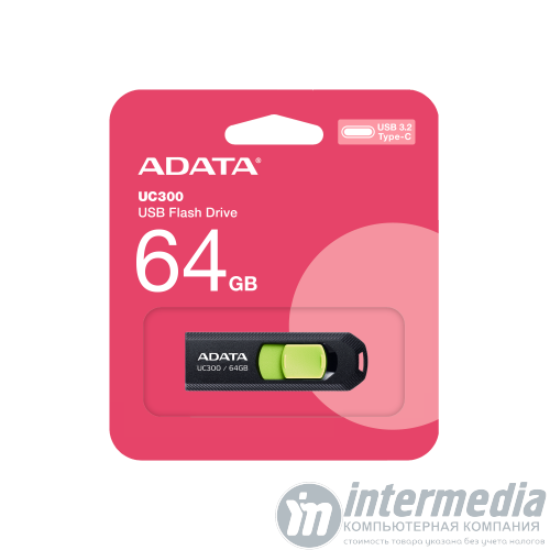 USB Type-C Flash ADATA 64GB UC300 Gen1 Black Green