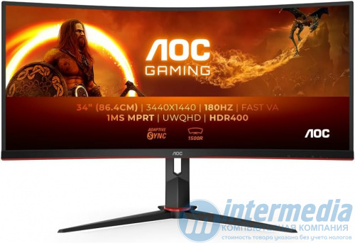 Монитор LCD 34" AOC CU34G2XP/BK, VA, Black, Curved, 3440x1440, 80M:1, 350cd/m2, 165Hz, 178/178, 1ms, 2xHDMI, 2xDP, 4USB3.0, Headphone-Out