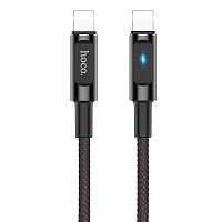 HOCO cable U47 Essence core USB-Lightning для передачи данных и зарядки, интеллектуальное отключение питания, 2.4А, 1.2m, black - Интернет-магазин Intermedia.kg