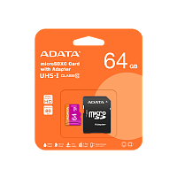 Карта памяти micro Secure Digital Card (Trans Flash) 64GB HC10 Adata AUSDX64GUICL10 + SD adapter - Интернет-магазин Intermedia.kg
