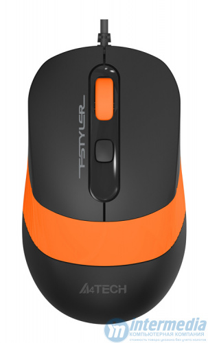 Мышь A4Tech Fstyler FM10, оптическая 1600dpi, USB, длина кабеля 1,5 метра, размер: 108х64х35мм., оранжевый