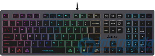 Клавиатура A4Tech Fstyler FX60H-Neon-LED USB, SLIM, USBHUBx2, серый корпус, цветная подсветка
