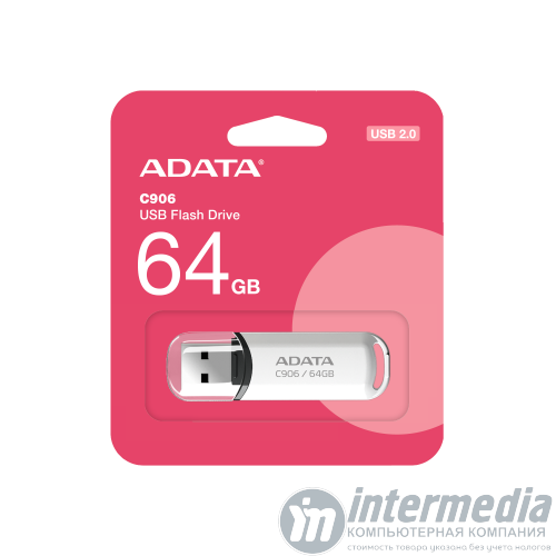 Флеш карта 64GB USB 2.0 A-DATA C906 WHITE